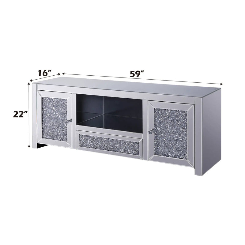 Noralie Mirrored & Faux Diamonds TV Stand (Assembled) by HouseOfZazla
