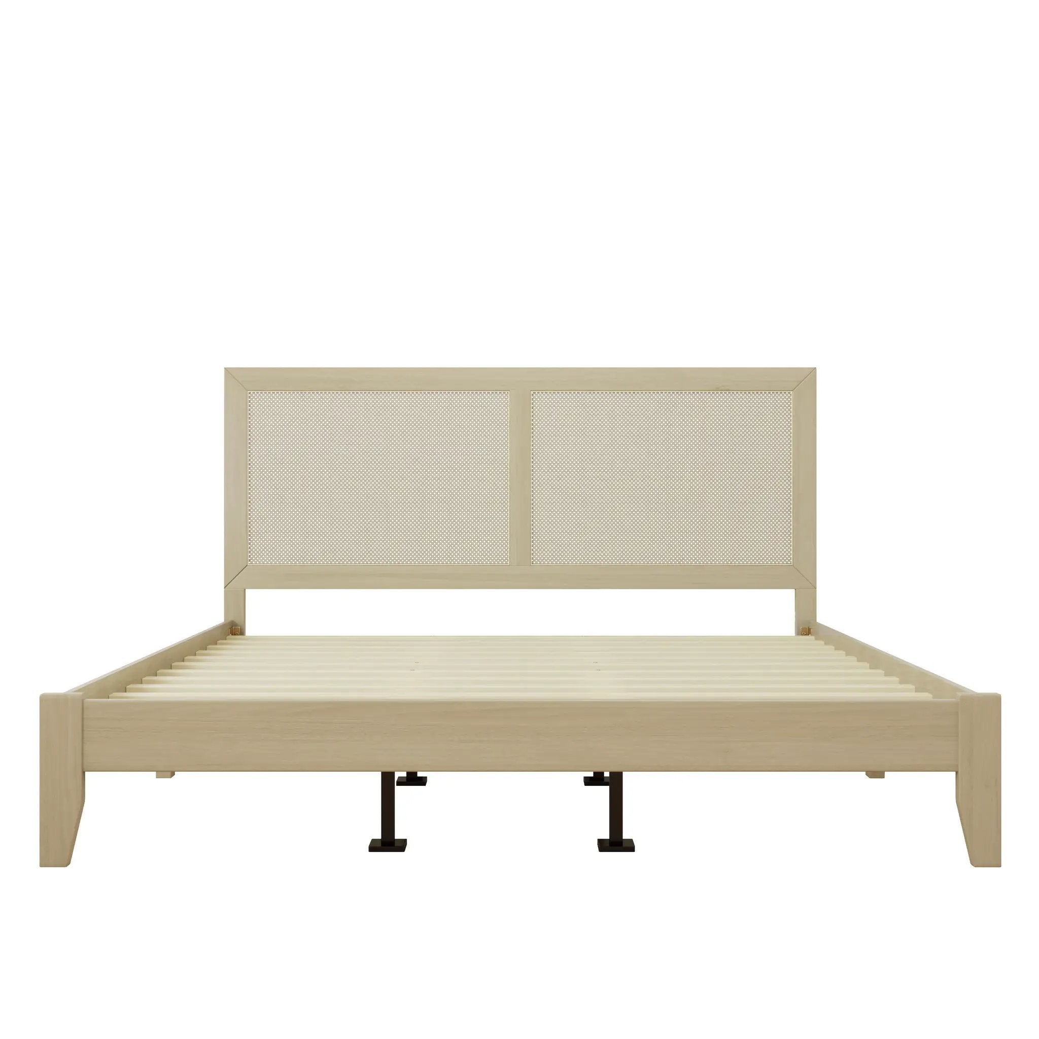 Solid Wood Platform California King Bed With Rattan by HouseOfZazla