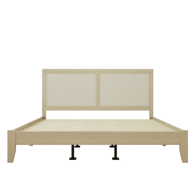 Solid Wood Platform California King Bed With Rattan by HouseOfZazla
