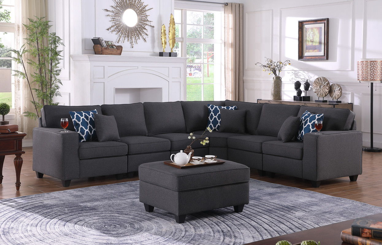 Cooper - Comfort Sectional Sofa With Ottomans And Cupholder by HouseOfZazla