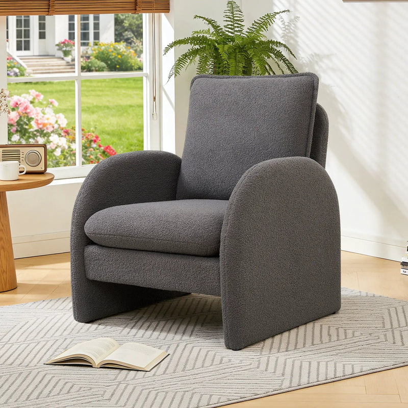 Modern Sherpa Upholstered Accent Chair, Comfortable Living Room Armchair, Lounge Chair For Bedroom, And Office by HouseOfZazla