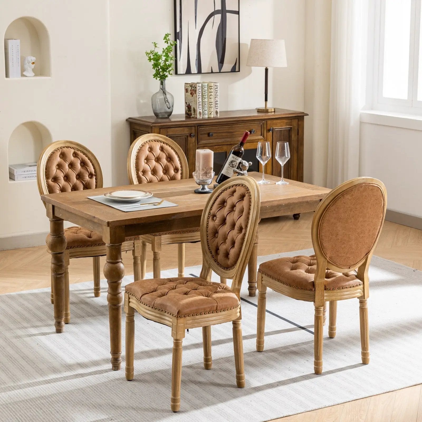 Set of 2 French Style Solid Wood Antique Dining Chairs by BLAKHOM