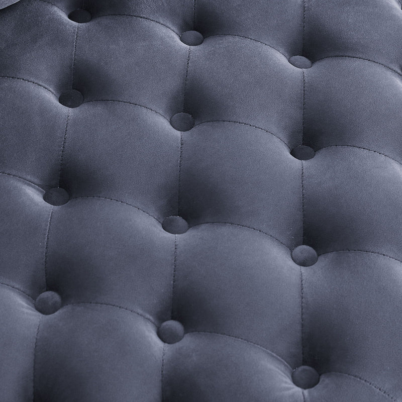 Modern Upholstered Swivel Chair With Button Tufted Design And Movable Wheels by HouseOfZazla