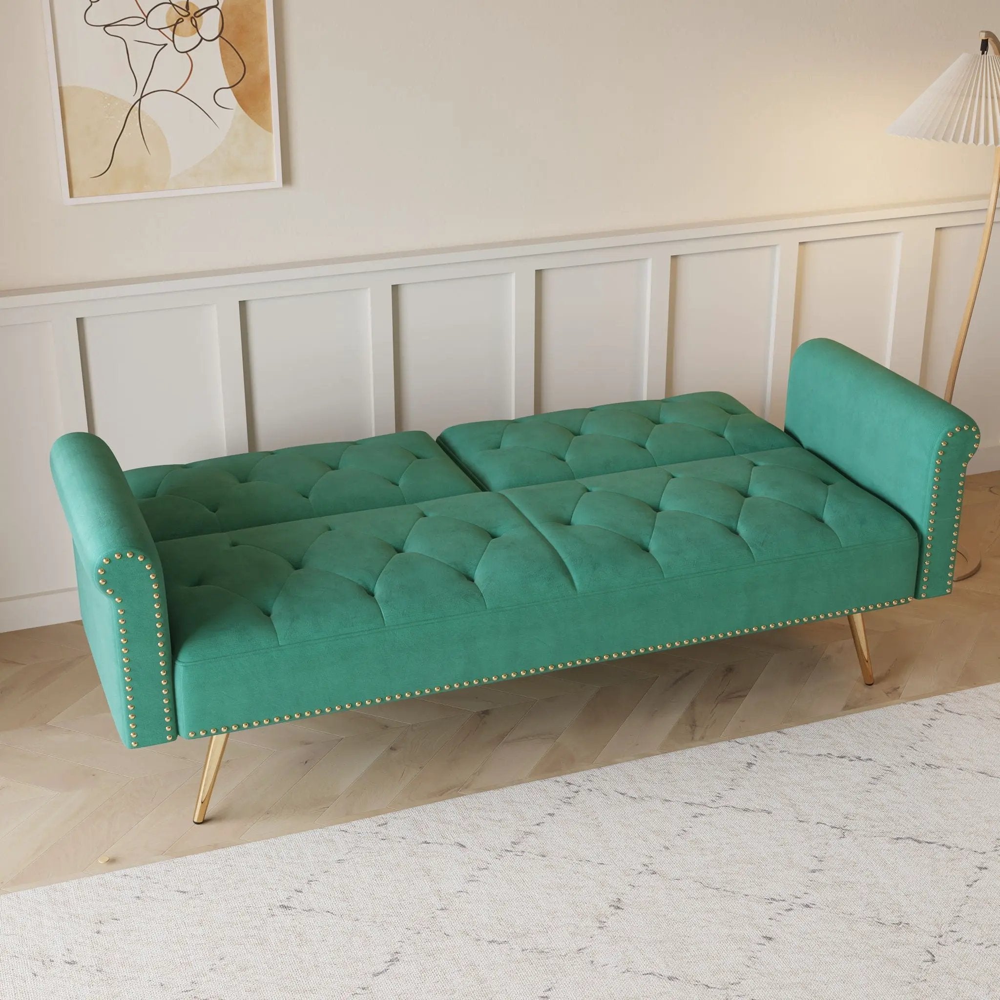 Luxurious Sofa Bed With Nail Head Trim And Matching Pillow by Unique Piece Furniture