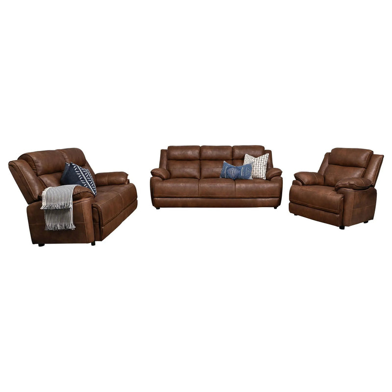 Ellington 3-piece Upholstered Padded Arm Sofa Set Dark Brown by Unique Piece Furniture