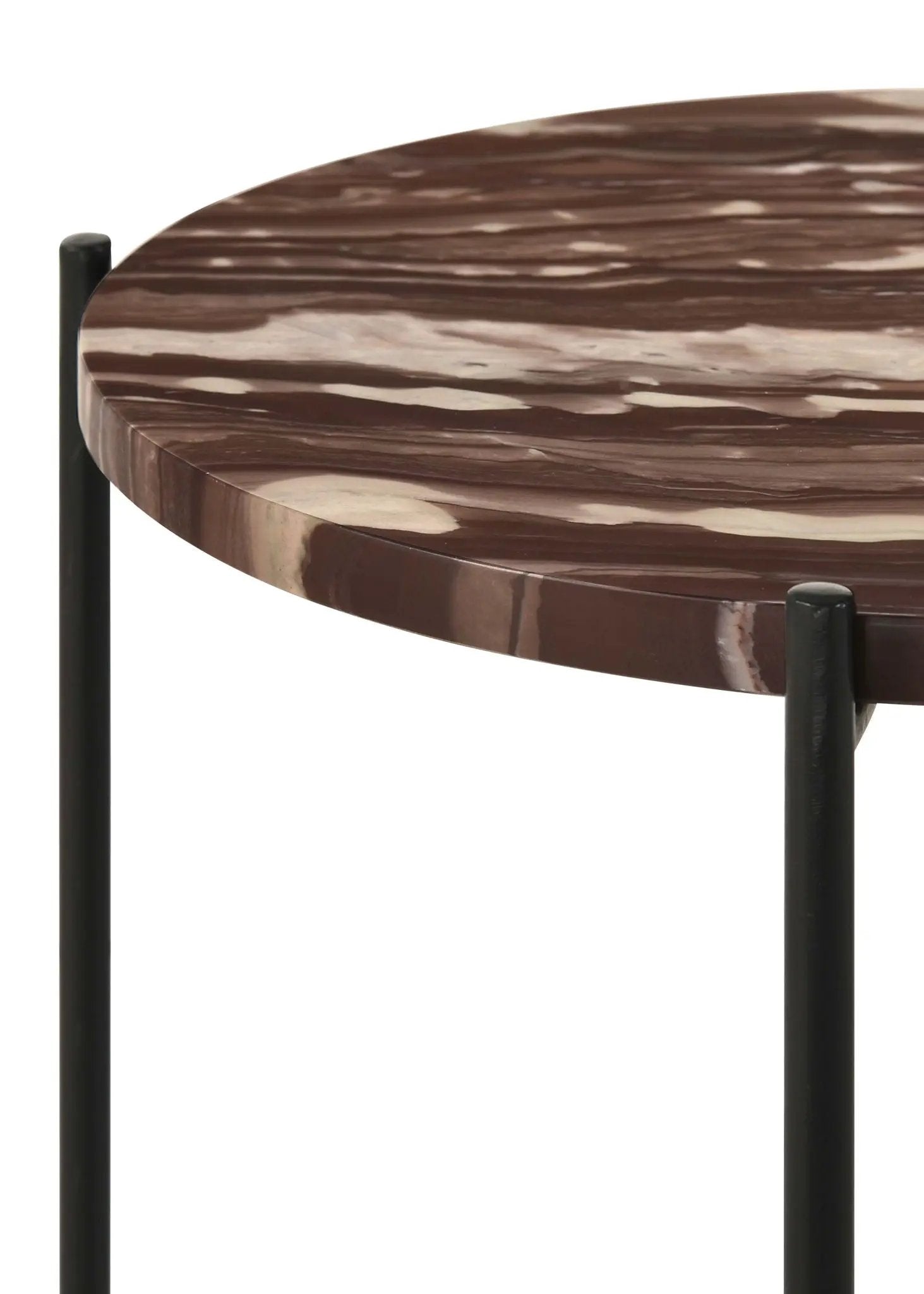 Latifa Round Marble Top Accent Side Table Red and Black by Unique Piece Furniture