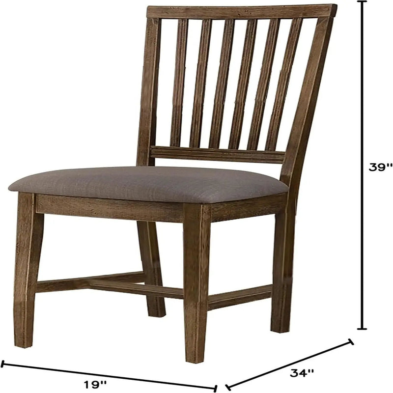 Open Slat Back Kitchen Side Chair (Set of 2) - Brown Oak by Unique Piece Furniture