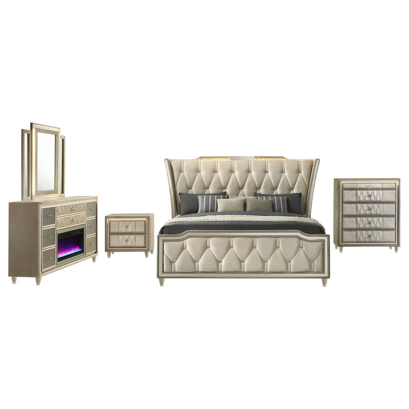 Lorient 5-piece Queen Bedroom Set Ivory and Camel by Unique Piece Furniture