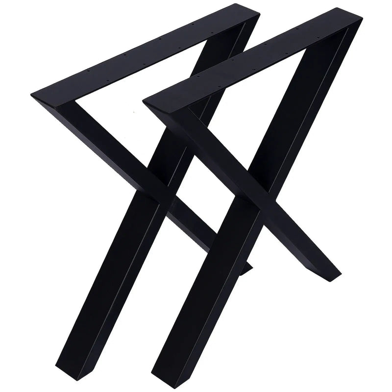 X Table Legs 28X 24", Wide Metal Table Legs, Heavy Duty Steel Desk Legs Table Leg Dining Table Legs Coffee Desk Leg (Set of 2) - Black by HouseOfZazla