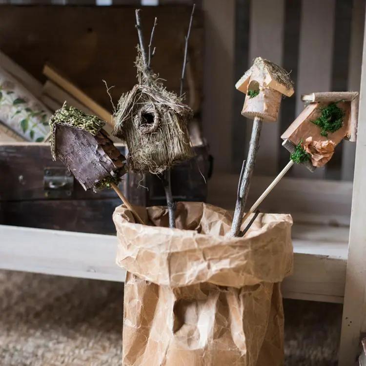 Decorative Bird House Planter Stakes Randomly Picked Set of 3 by RusticReach