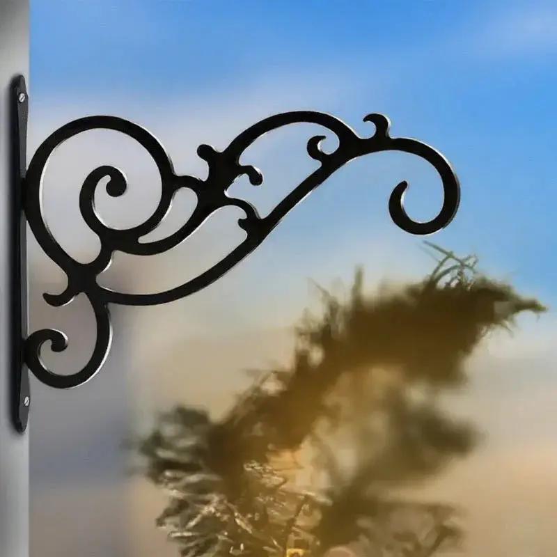 Decorative Black Metal Swirl Wall Hooks - Set of 2 by House Of Avana