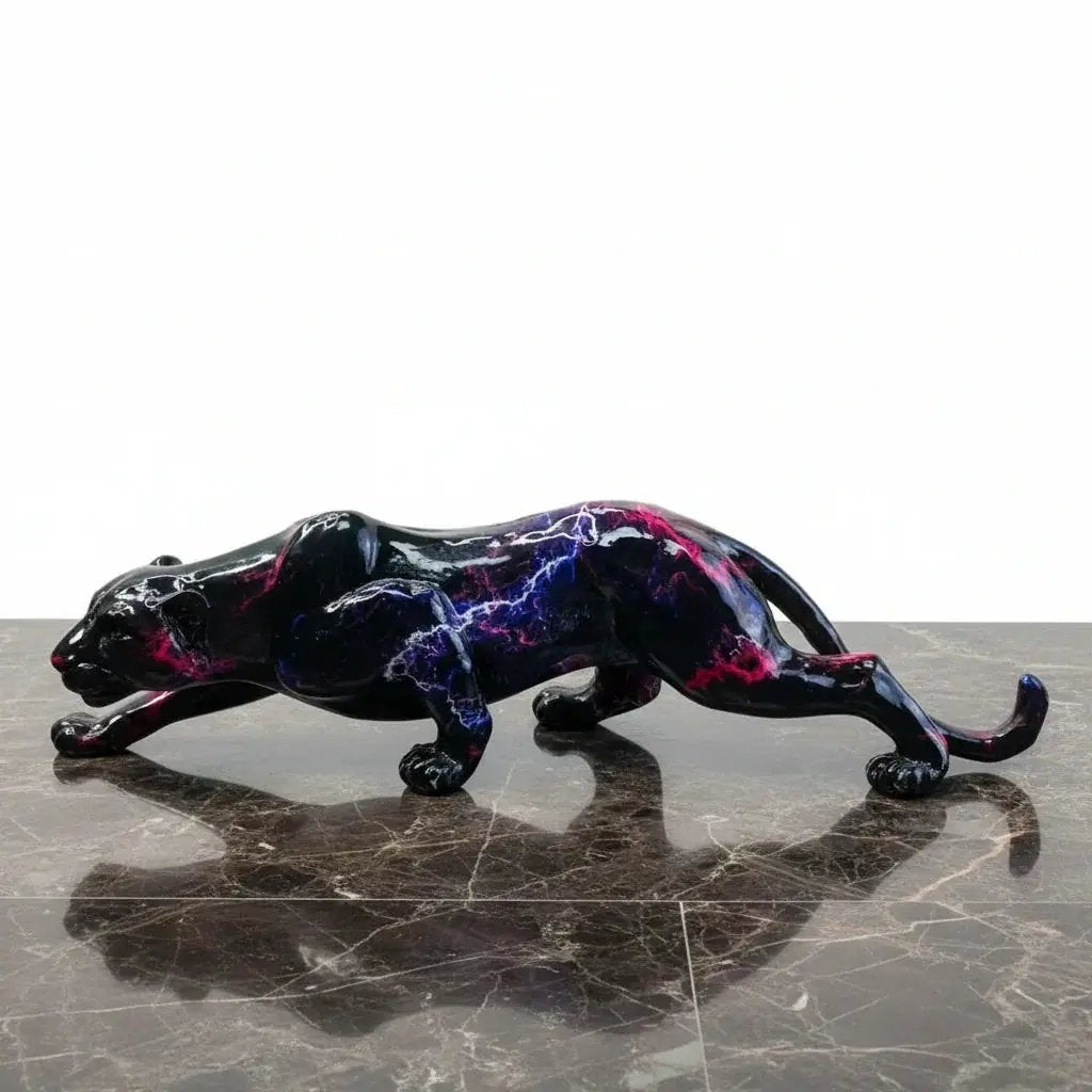 Decorative Cheetah Figurine with Lightning Pattern by House Of Avana