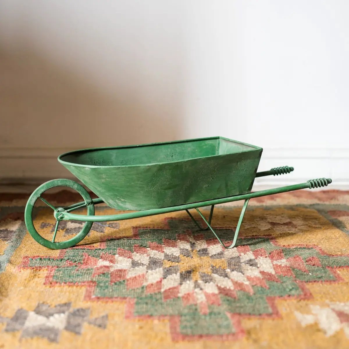 Decorative Planter Cart Green Metal Cart Planter by RusticReach