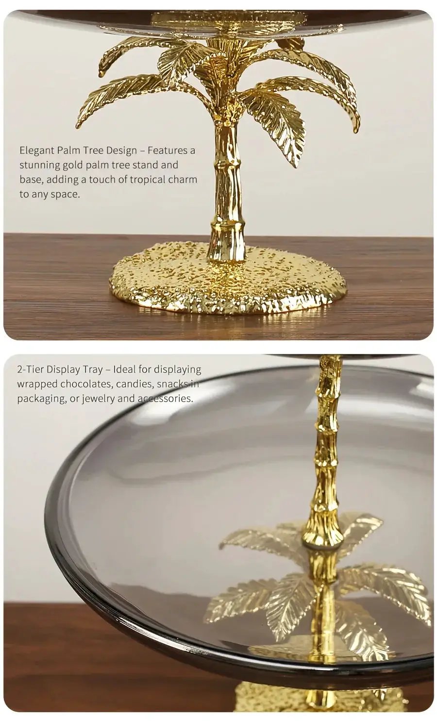 Decorative Tray - Golden Metal Two-Tier by House Of Avana