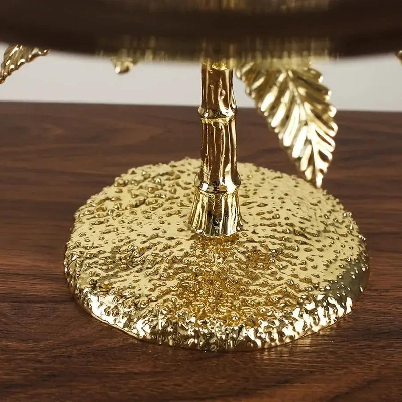 Decorative Tray - Golden Metal Two-Tier by House Of Avana