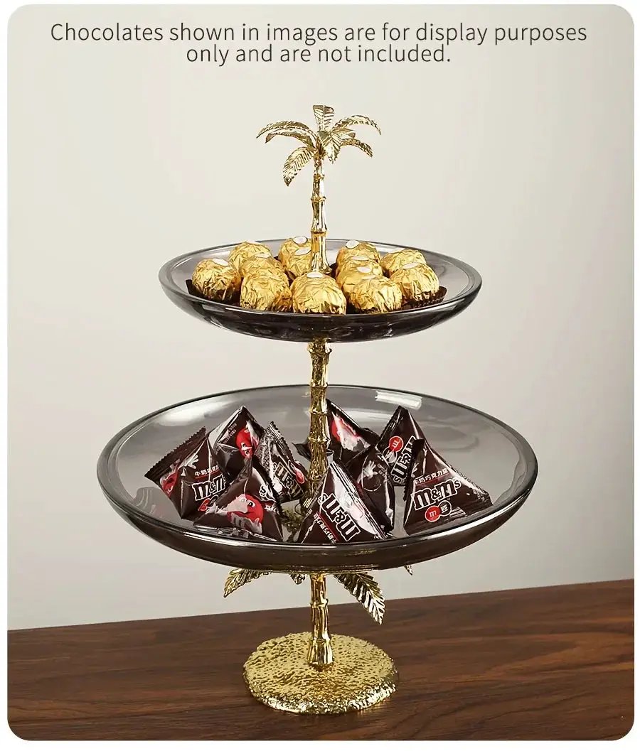Decorative Tray - Golden Metal Two-Tier by House Of Avana