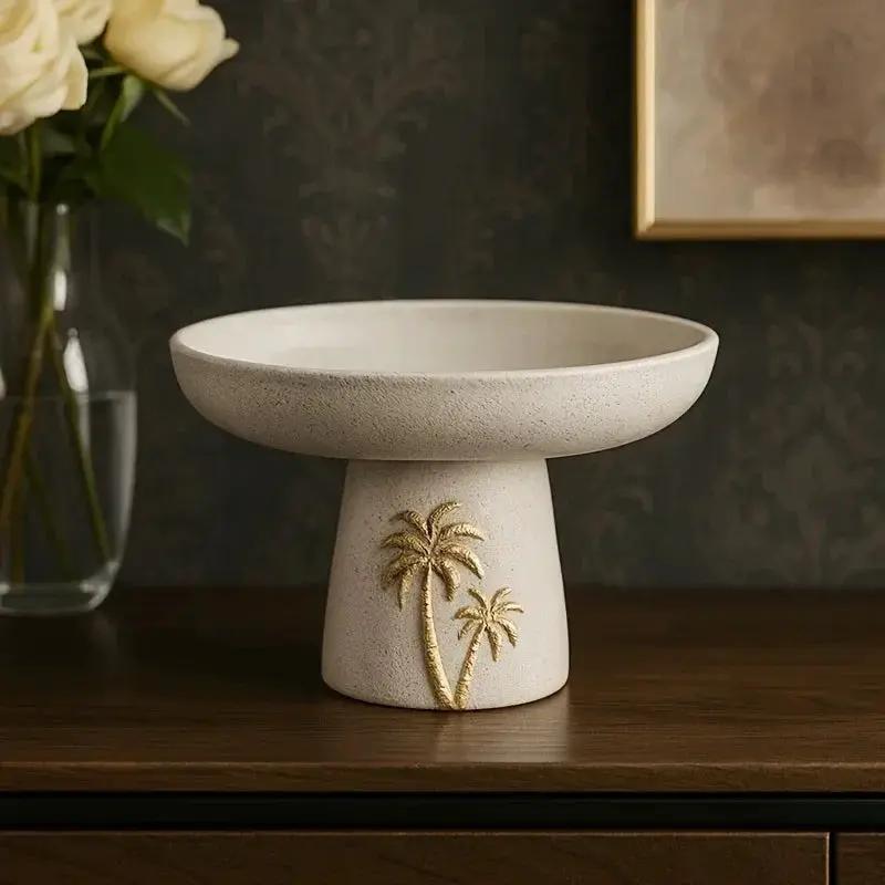 Decorative Tray - Palm Tree Design Ceramic Small by House Of Avana