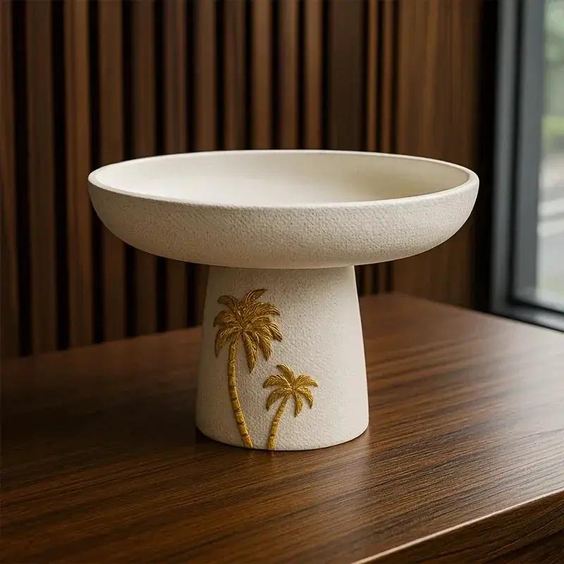 Decorative Tray - Palm Tree Design Ceramic Small by House Of Avana