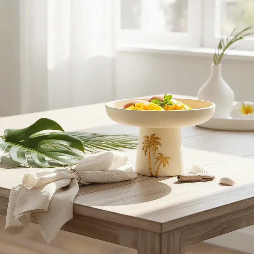 Decorative Tray - Palm Tree Design Ceramic Small by House Of Avana