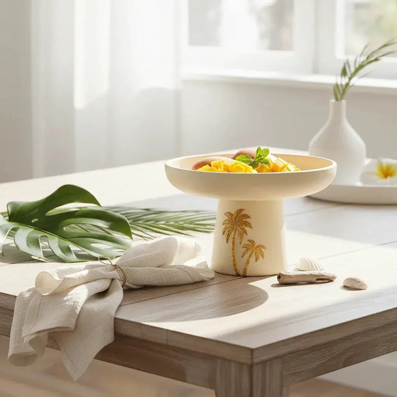 Decorative Tray - Palm Tree Design Ceramic Small by House Of Avana