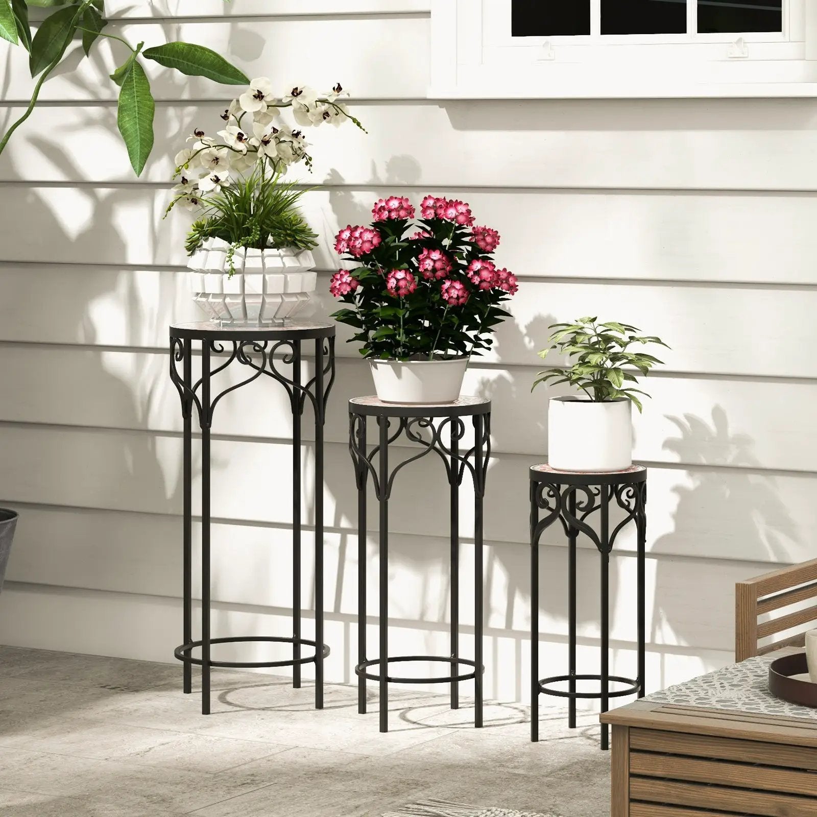 Decorative Flower Display Holder with Ceramic Top for Patio by DirectDeals