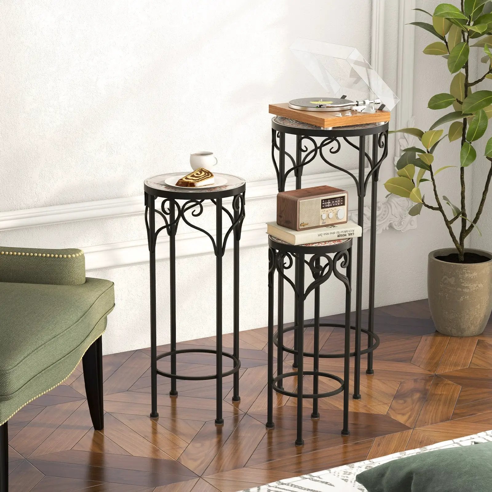 Decorative Flower Display Holder with Ceramic Top for Patio by DirectDeals