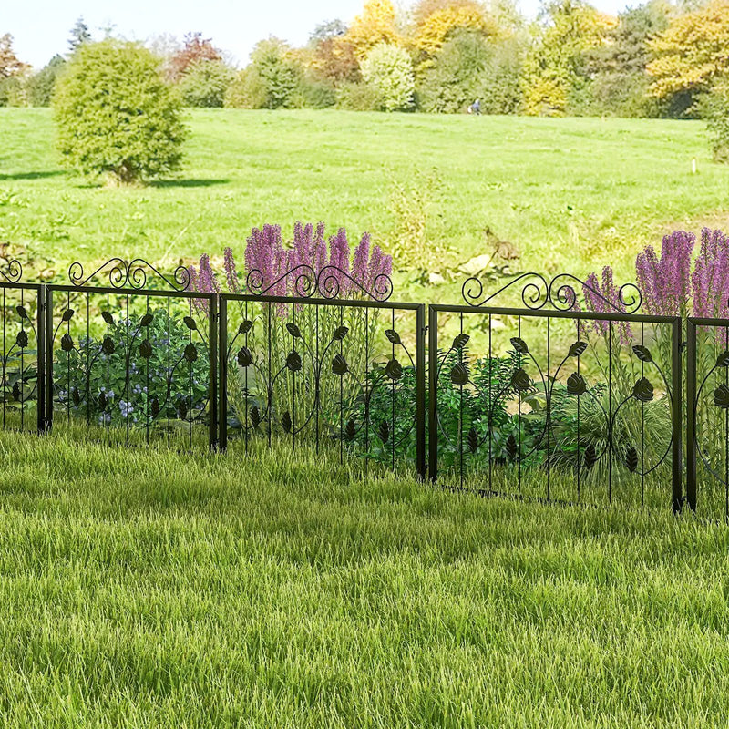Decorative Garden Fence with 8 Panels Animal Barrier-Black by DirectDeals