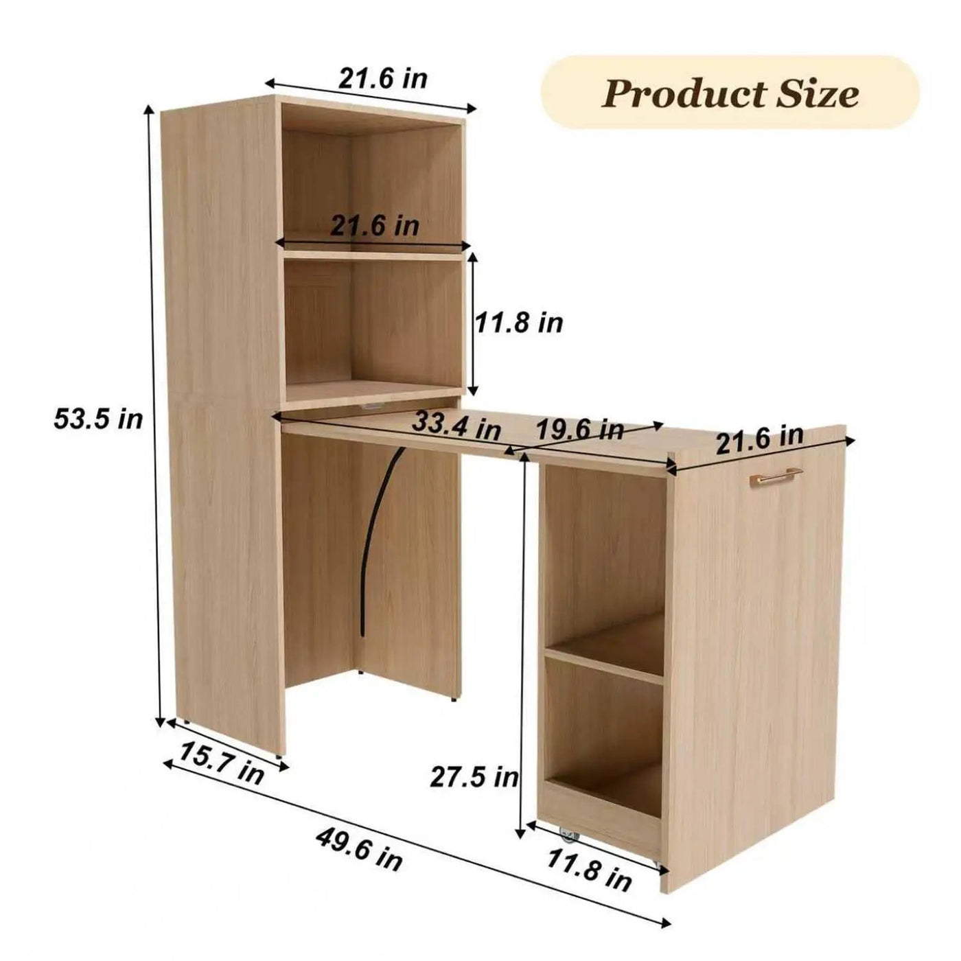 Stretchable Office Desk With Storage Shelves And Mobile Wheels by HouseOfZazla