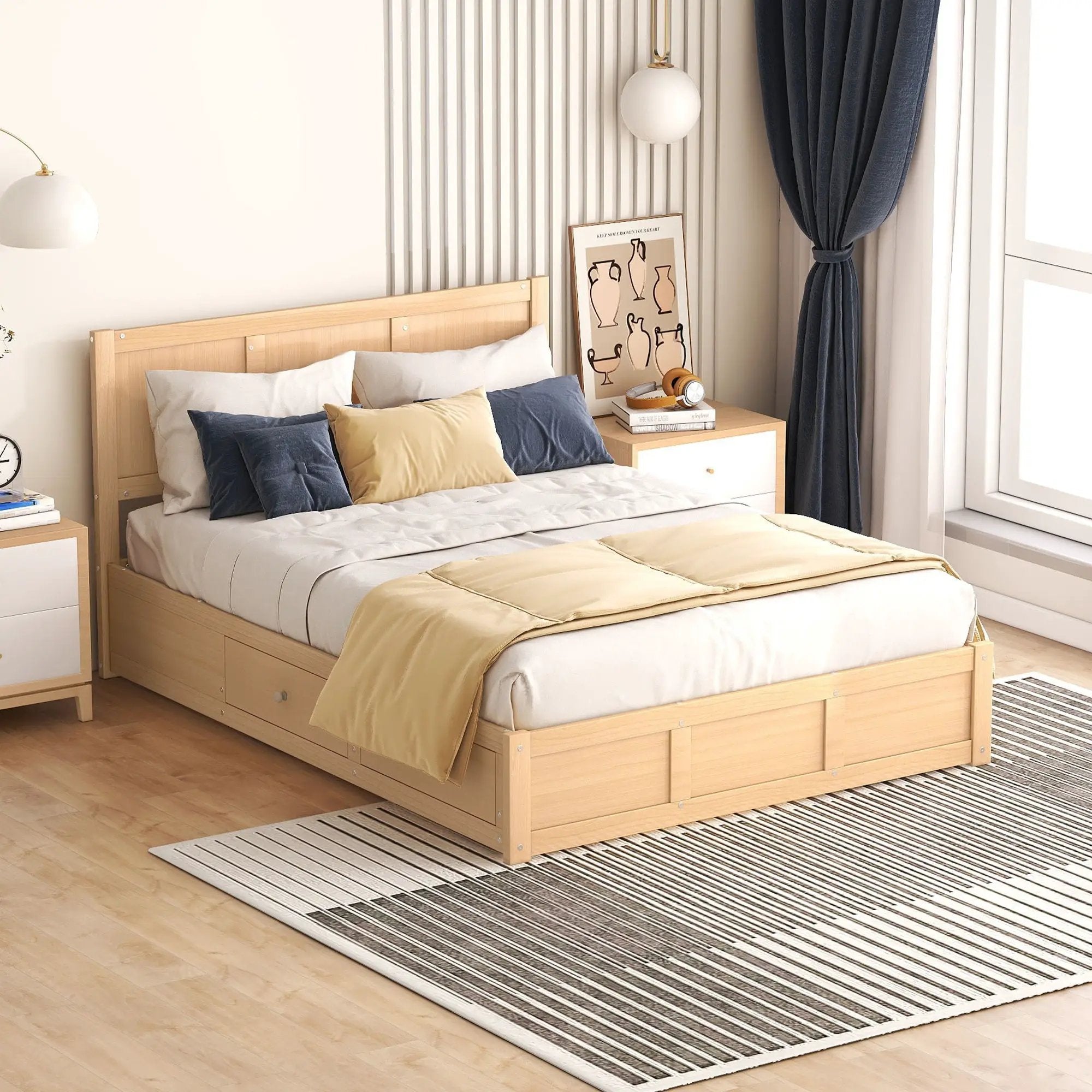 Platform Bed With Underneath Storage And 2 Drawers by Unique Piece Furniture
