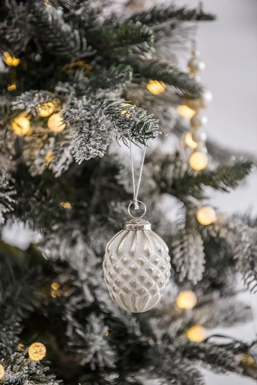 Christmas Ball Ornaments, Glass Decorative Hanging Ball Christmas Tree Ornaments, For Holiday Party Decorations (Set of 6) - White by Unique Piece Furniture