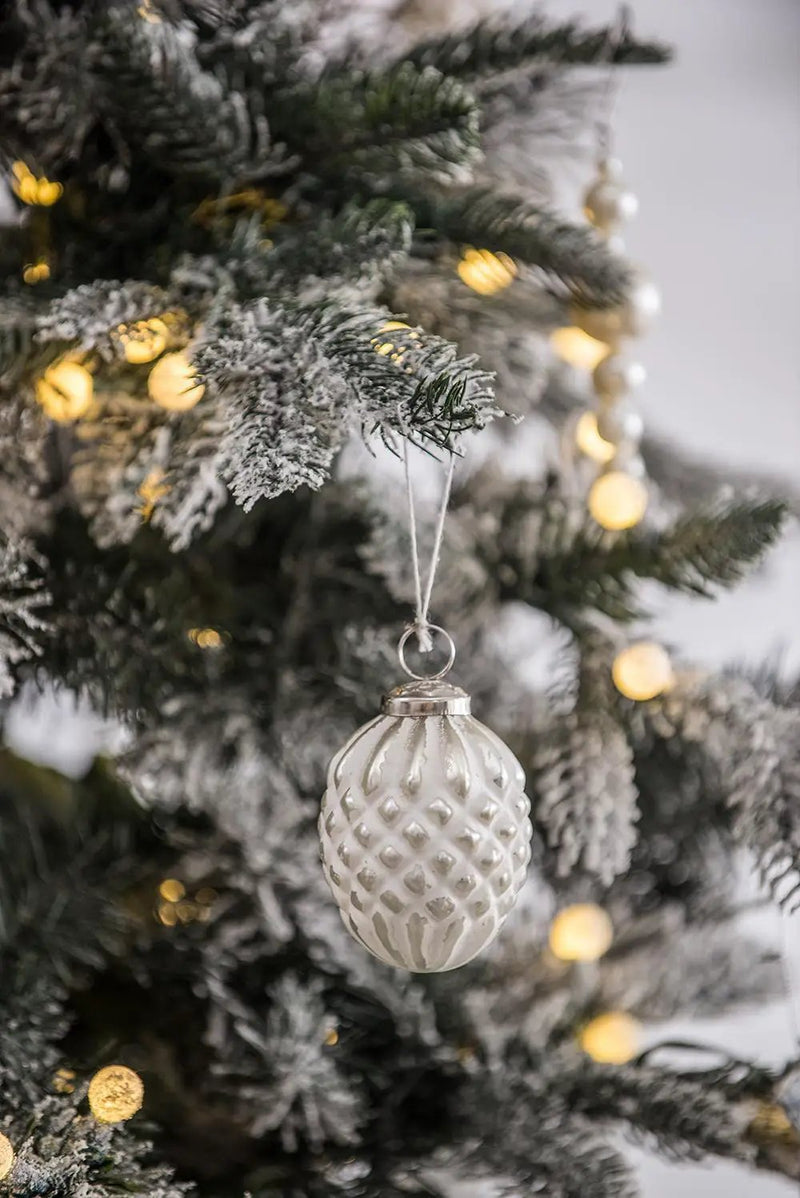 Christmas Ball Ornaments, Glass Decorative Hanging Ball Christmas Tree Ornaments, For Holiday Party Decorations (Set of 6) - White by Unique Piece Furniture