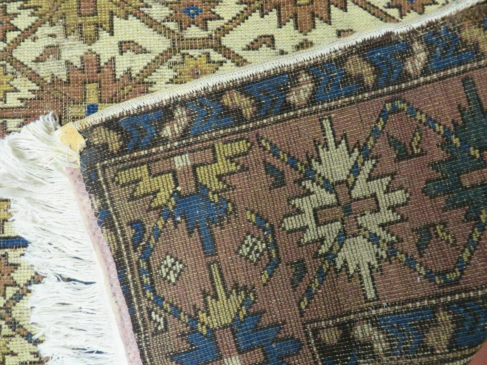 4' X 5' Antique Handmade Caucasian Kazak Shirvan Wool Rug Snow Flakes by Jewel Rugs