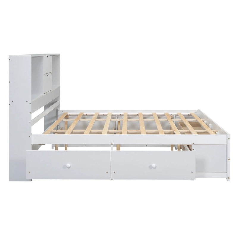 Platform Bed With Storage Headboard And 8 Drawers