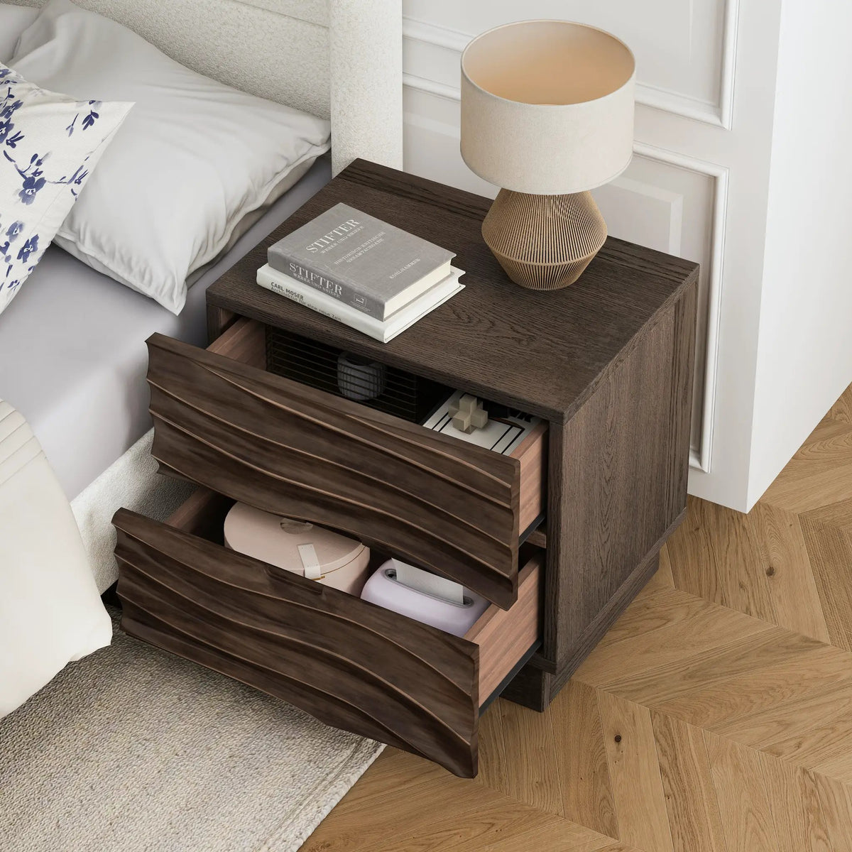 Solid Wood Nightstands with 2 Drawers by HouseOfZazla
