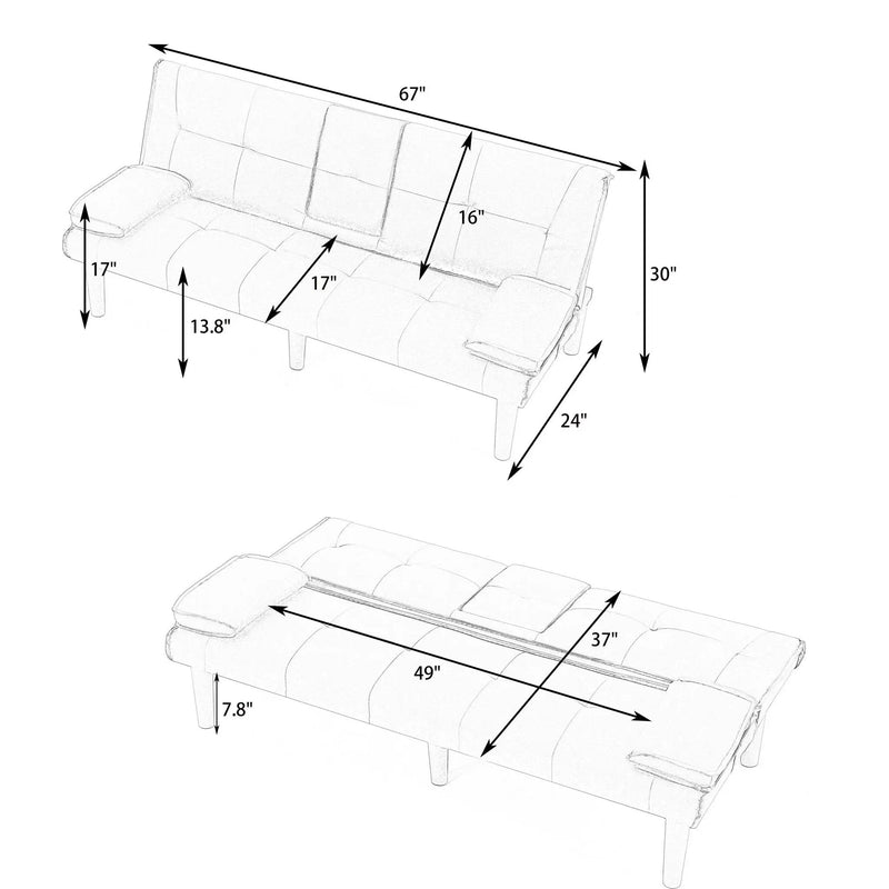 Sofa Bed With Foldable Design And Cup Holder by HouseOfZazla