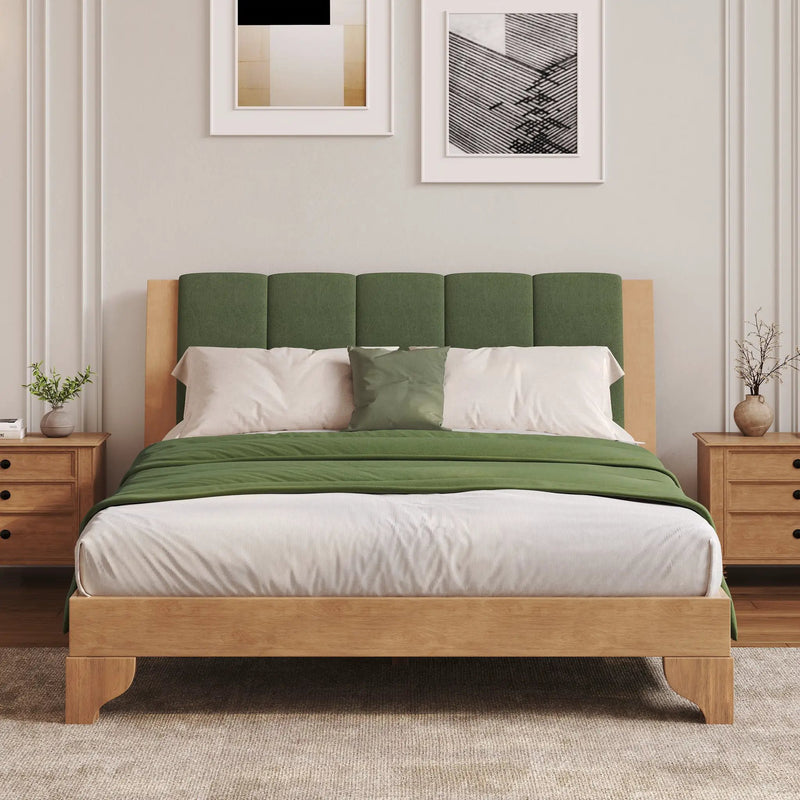 Premium Pine Wood Queen Bed Frame with Headboard by HouseOfZazla