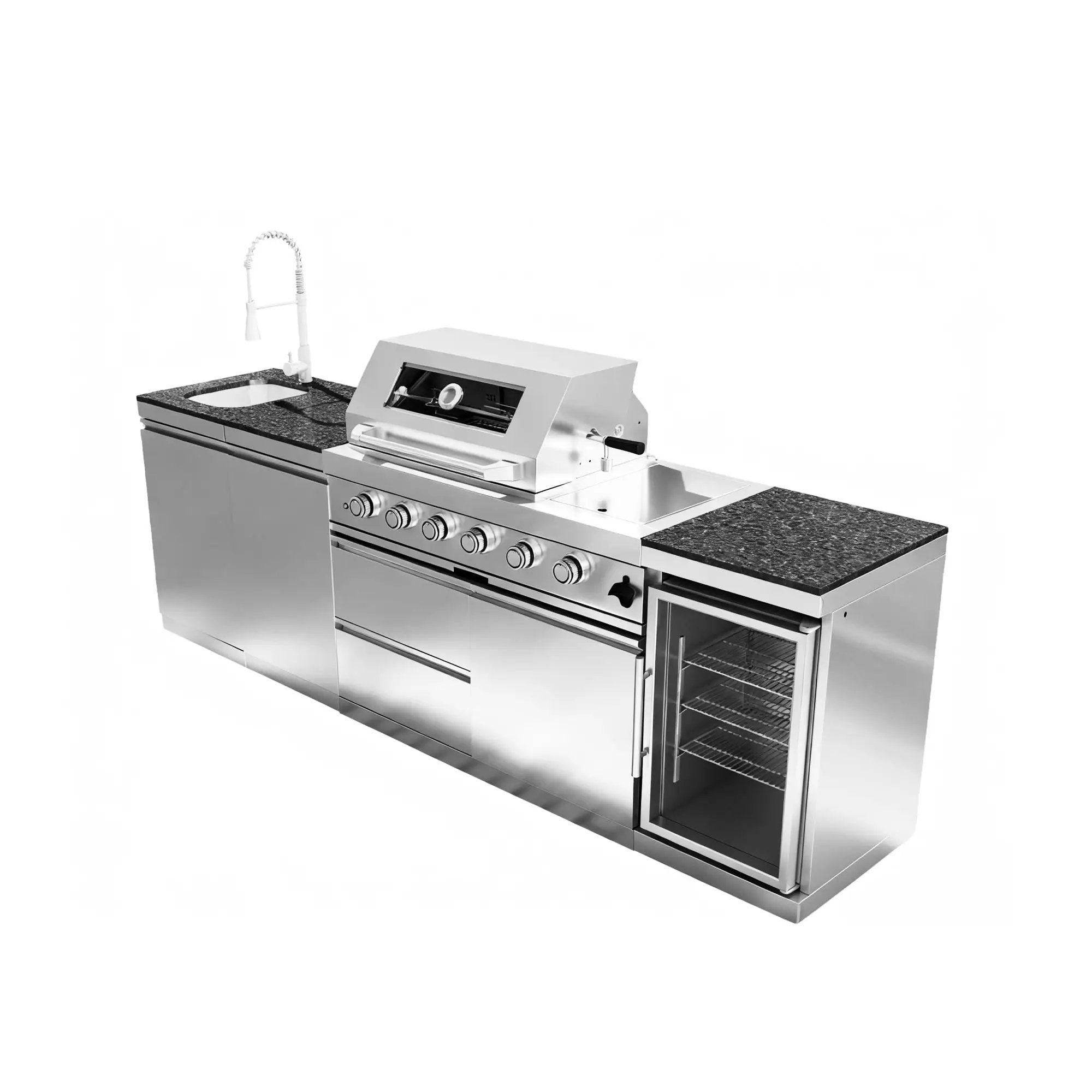 104" 4-Burner 72,000 BTU Silver Outdoor Kitchen Island Grill with Storage Cabinets & Drawers by Chery Industrial