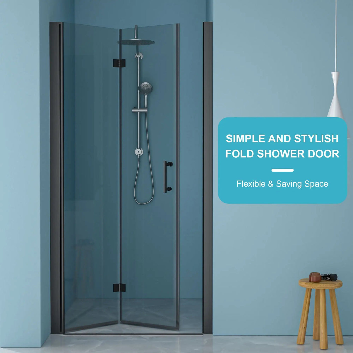 Fold Frameless Shower Door With Tempered Glass by HouseOfZazla