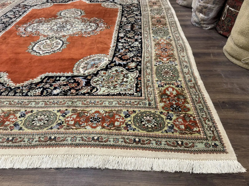 Persian Rug 11x13, Semi Open Field, Soft Wool Pile, Vintage Persian Carpet, Persian Tabriz Tabatabai by Jewel Rugs