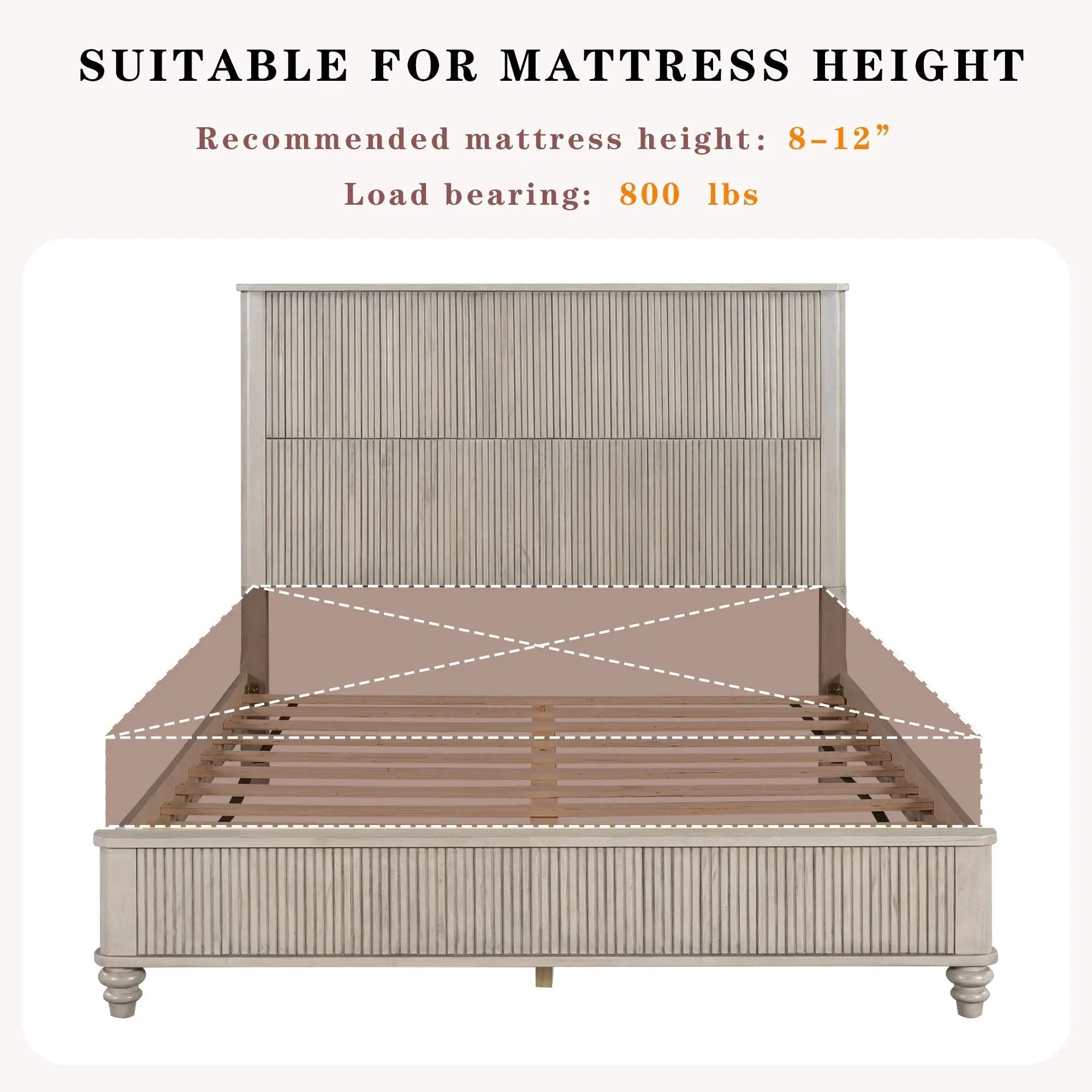 Solid Wood Queen Platform Bed Frame with Tall Headboard by HouseOfZazla
