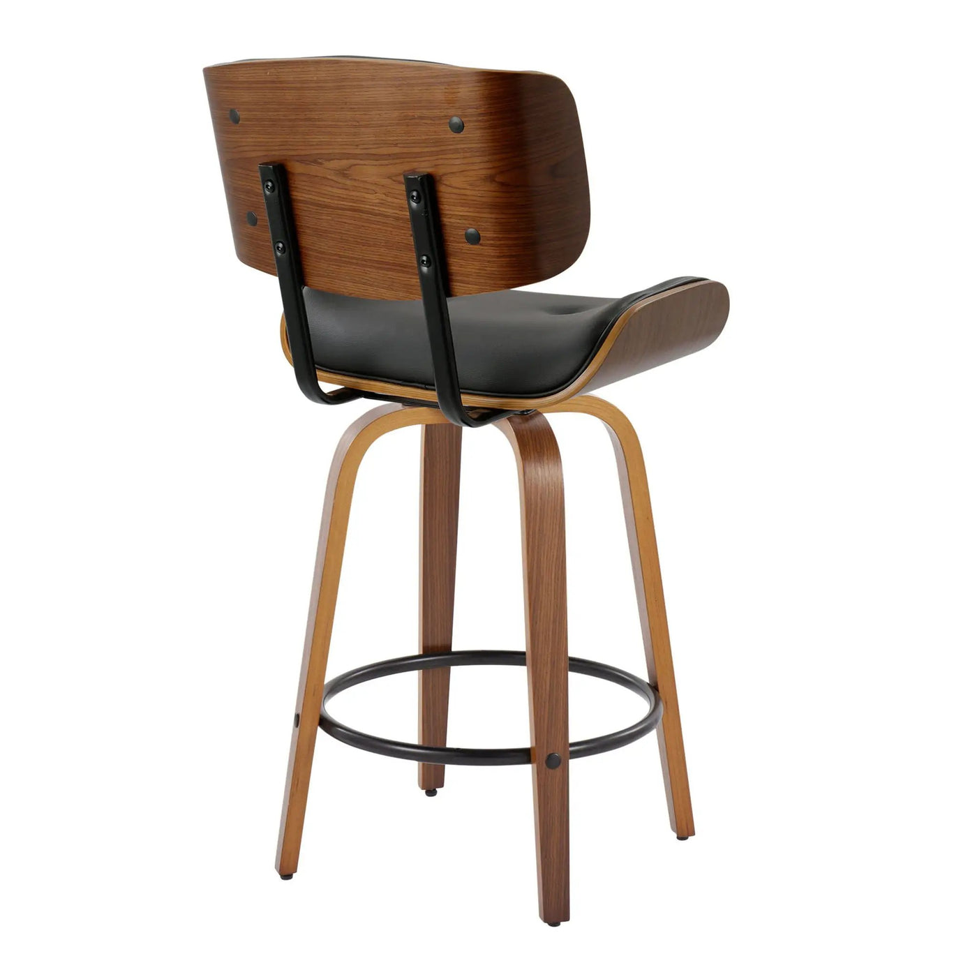 Lombardi - Mid-Century Modern Fixed Height Counter Stool With Swivel With Round Footrest (Set of 2) by HouseOfZazla