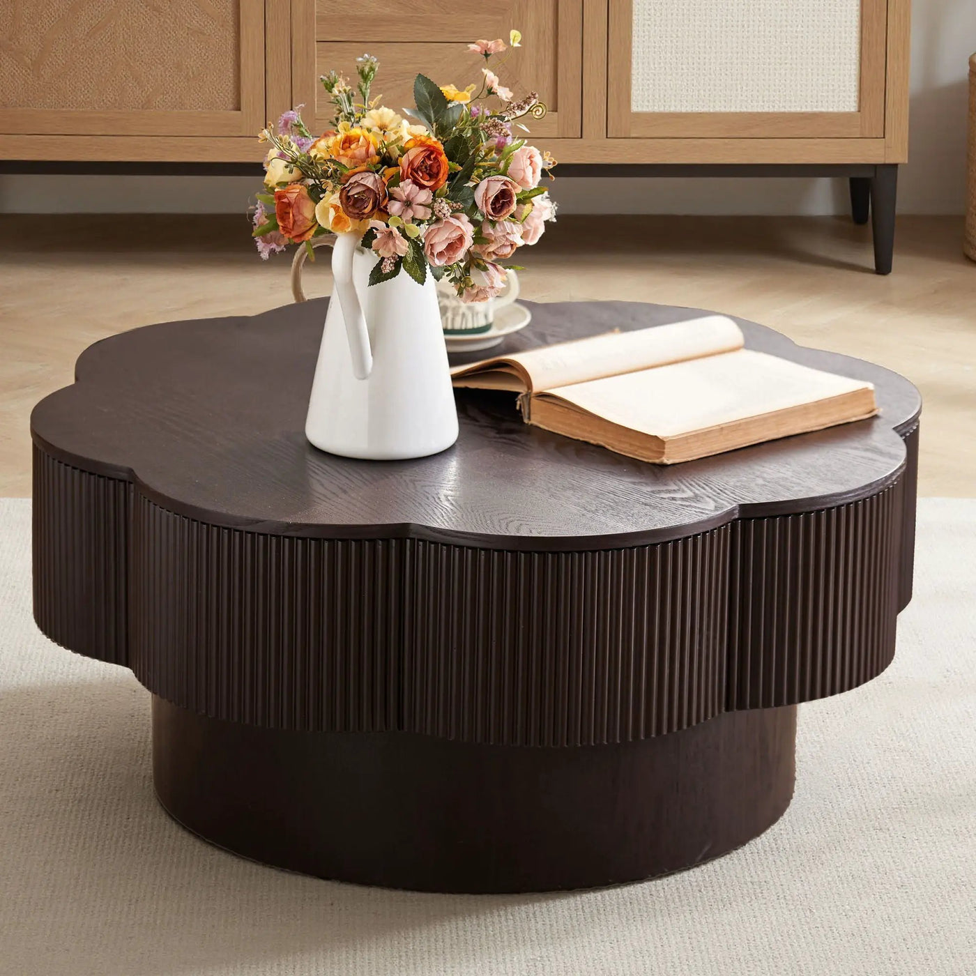 Modern Plum Blossom Shaped Coffee Table With Storage by Unique Piece Furniture