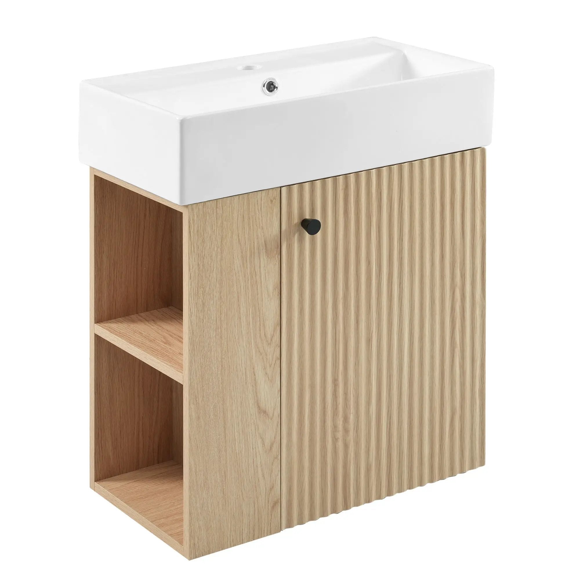 Modern Floating Bathroom Vanity With Ceramic Basin Perfect For Small Bathrooms by HouseOfZazla