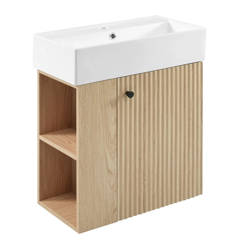 Modern Floating Bathroom Vanity With Ceramic Basin Perfect For Small Bathrooms by HouseOfZazla