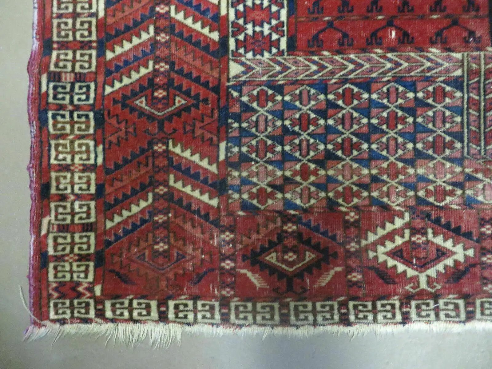 Antique Turkoman Rug 4x5, Ensi Hatchli Tekke Wool Rug by Jewel Rugs