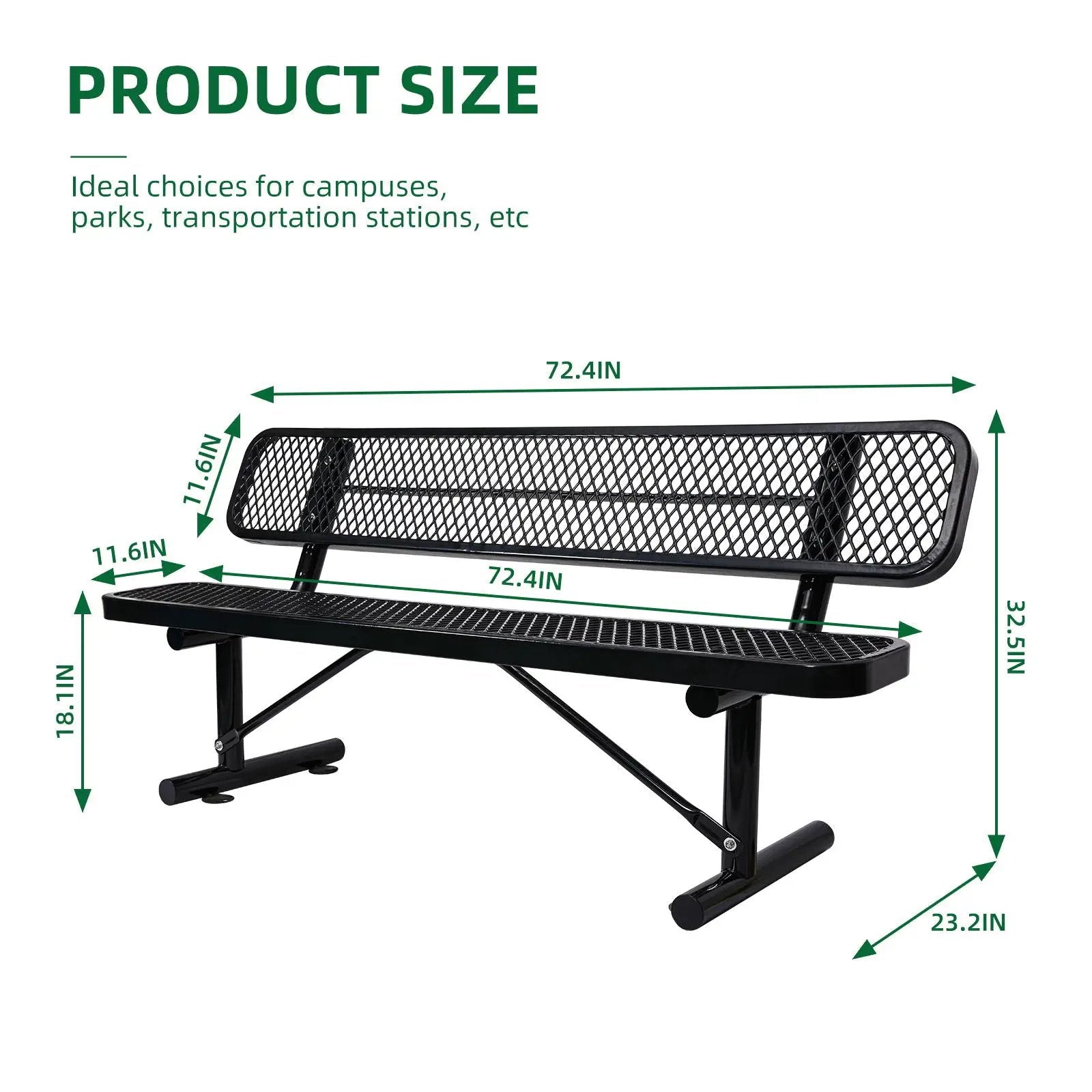 Outdoor Steel Bench With Backrest by HouseOfZazla