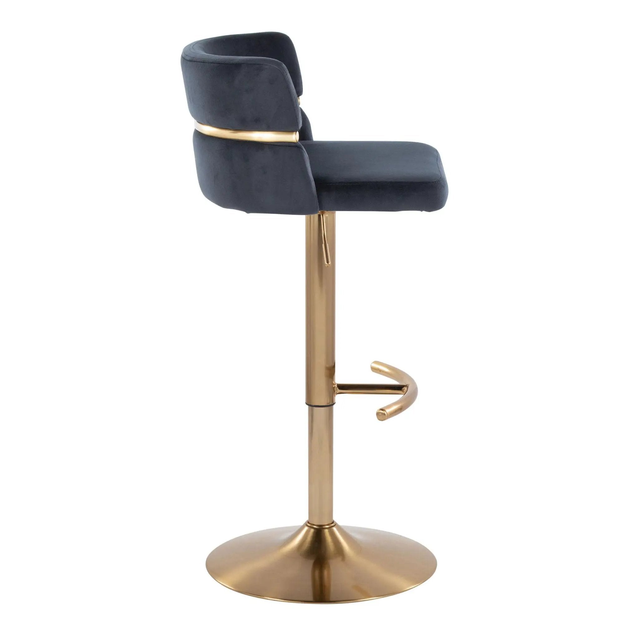 Cinch - Glam / Art Deco Adjustable Barstool With Swivel With Rounded T Footrest (Set of 2) by Unique Piece Furniture