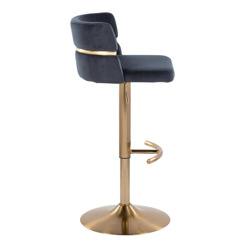 Cinch - Glam / Art Deco Adjustable Barstool With Swivel With Rounded T Footrest (Set of 2) by Unique Piece Furniture