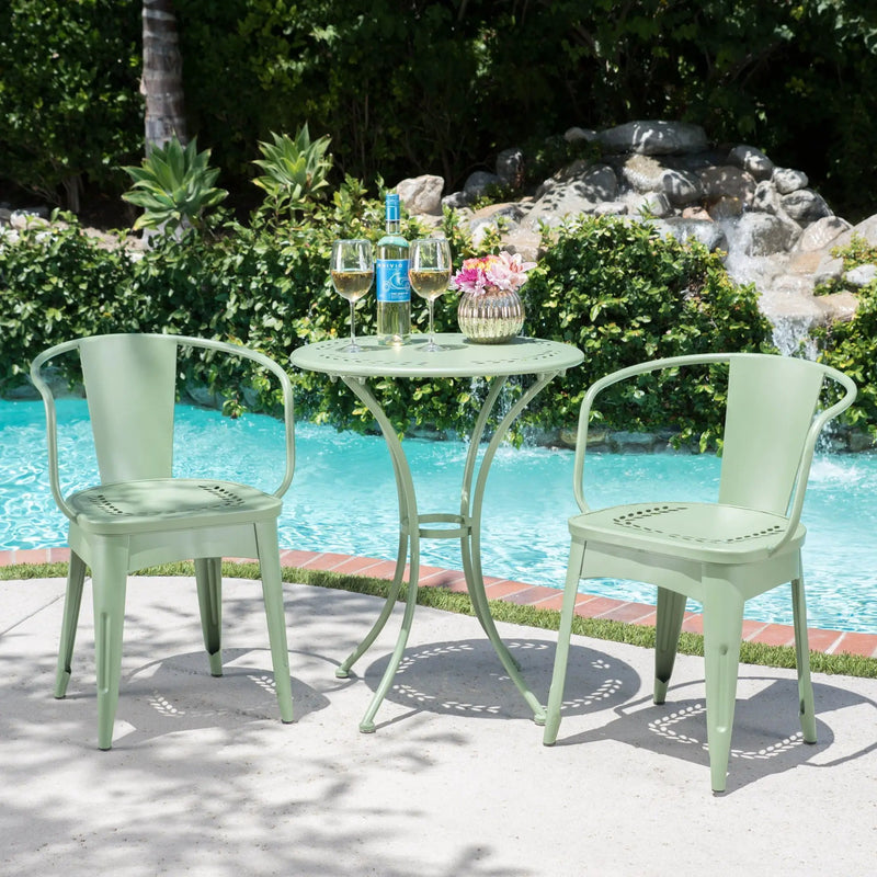 Ambrosia - 3 Piece Bistro Set With Leaf Motifs Top And Seat by HouseOfZazla