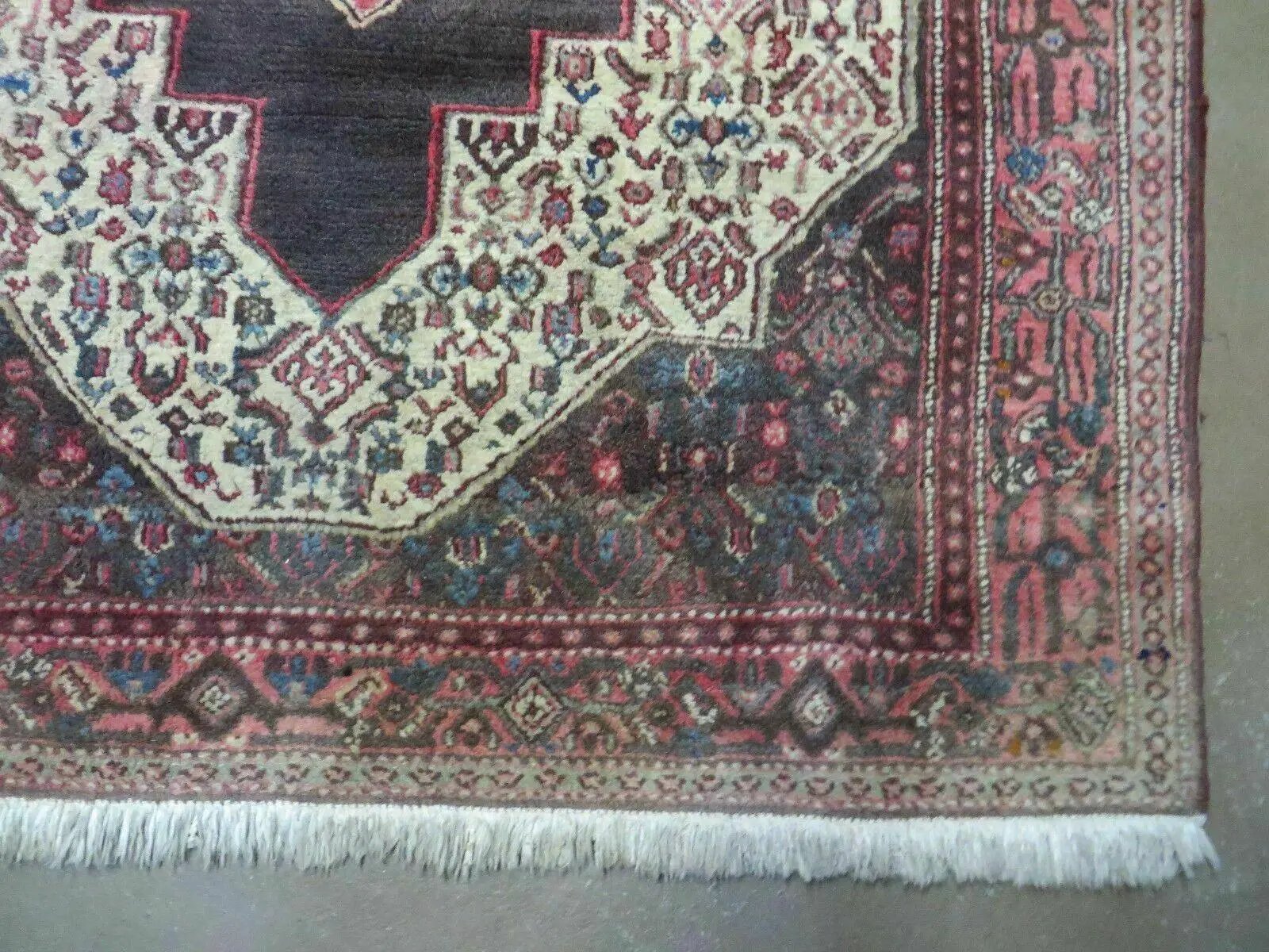 4' X 5' Antique Handmade India Floral Oriental Wool Rug Brown Vegetable Dyes by Jewel Rugs